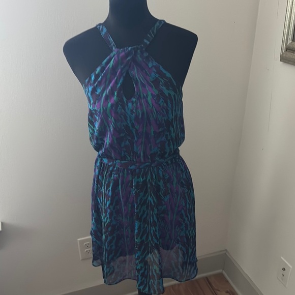 Express Sz S halter dress sleeveless keyhole front & back elastic waist dress‎ - Picture 2 of 10